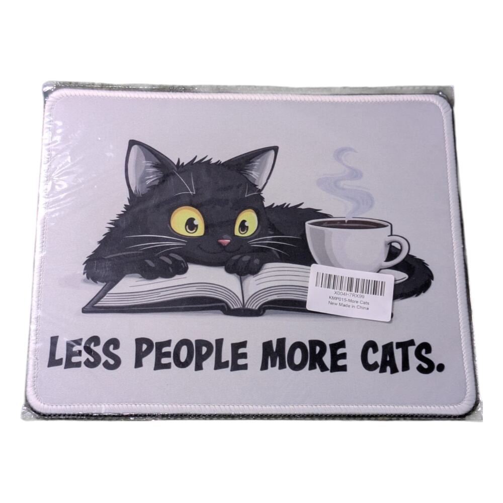 Mouse Pad - "Less People More Cats"  Cat Lover Mouse Pad - 10x8 New in Package